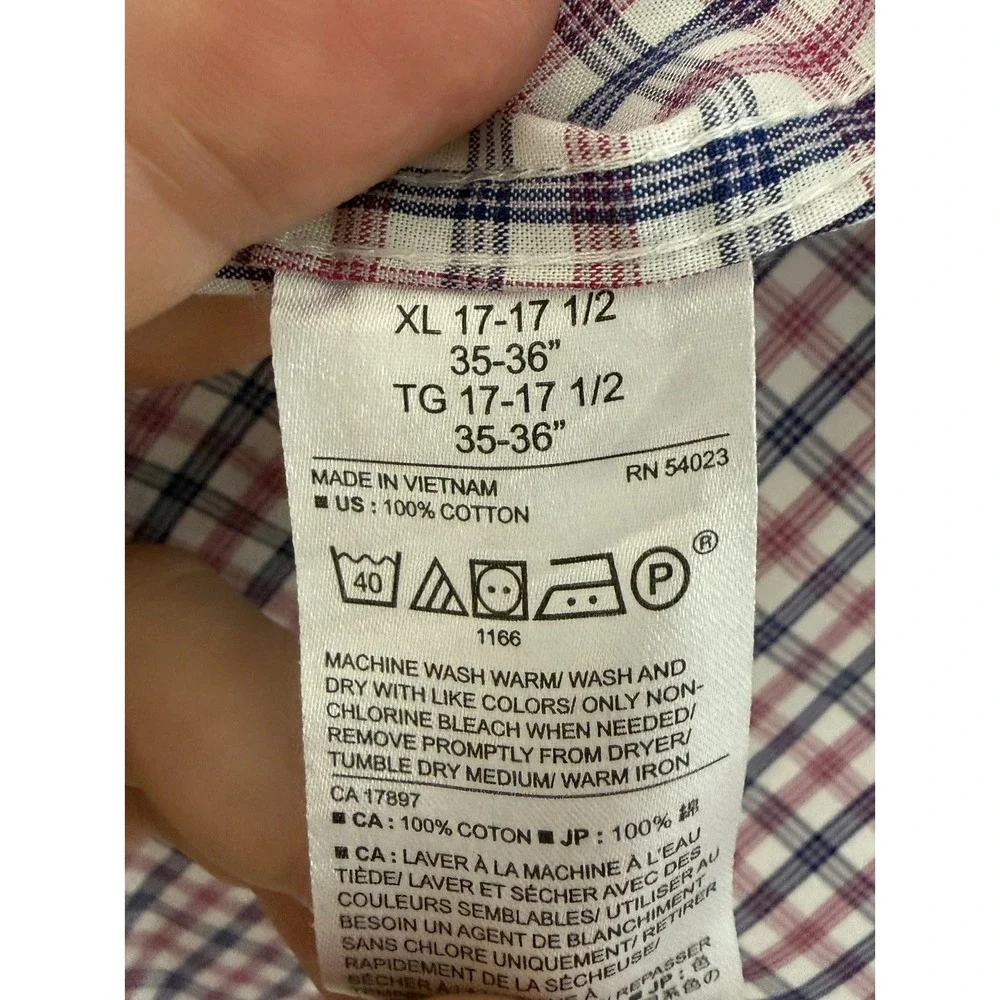 Banana Republic Men's XL Untucked Fit Non-Iron Multicolor Plaid Button Up Shirt